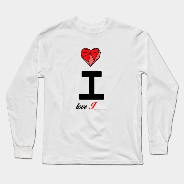 Initial love letter I for valentine Long Sleeve T-Shirt by Swiiing